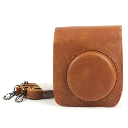 Vintage Charm – Classic PU Leather Case with Strap for Instax Mini 90 Neo Classic - Brown - Jaiman Toys