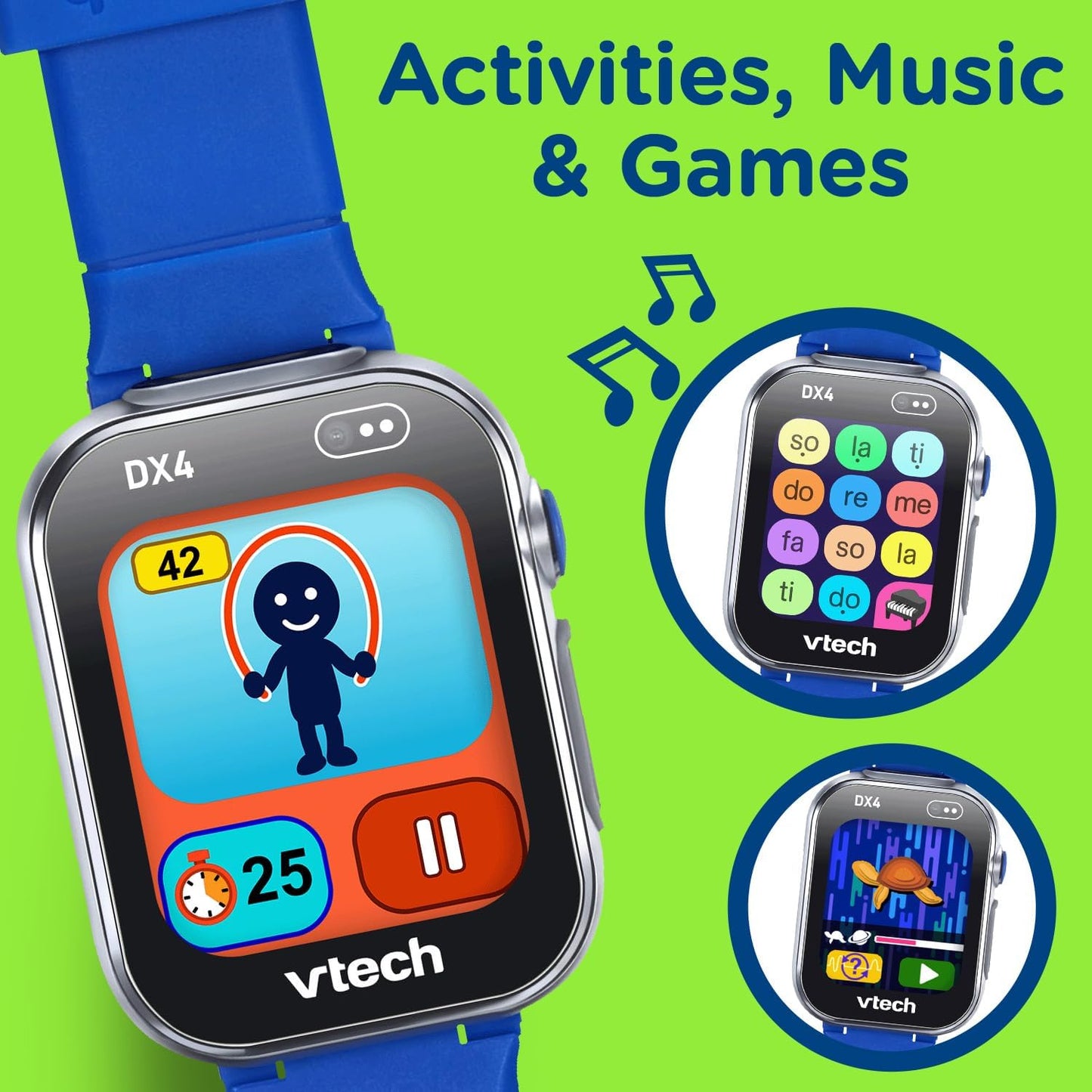 VTech KidiZoom Smartwatch DX4, Blue | Kids Smart Watch with Dual Cameras, Games, Music Player, Activity Tracker, Photo & Video Recorder | Educational Smartwatch