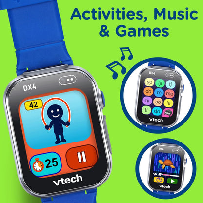 VTech KidiZoom Smartwatch DX4, Blue | Kids Smart Watch with Dual Cameras, Games, Music Player, Activity Tracker, Photo & Video Recorder | Educational Smartwatch
