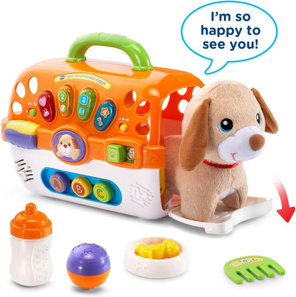 VTech Care for Me Learning Carrier Electronic Pet Carrier with Plush Puppy & Accessories – Interactive Educational Toy for Toddlers 9-36 Months