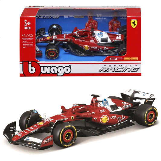 Bburago 1:43 Ferrari SF-25 #16 Charles Leclerc 2025 Formula 1 Racing Die-Cast Model Car – Official Licensed Collectible 18-36853