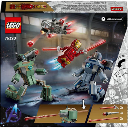 LEGO 76320 Marvel Iron Man & War Machine vs. Hammer Drones Building Set | Super Hero Battle Toy for Kids 7+ | Action Figures & Buildable Drones