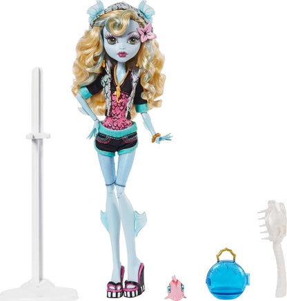 Monster High Lagoona Blue Reproduction Doll (10.5 in) Wearing Original Fashion &amp; Shoes, with Pet, Doll Stand &amp; Accessories, Gift for Collectors