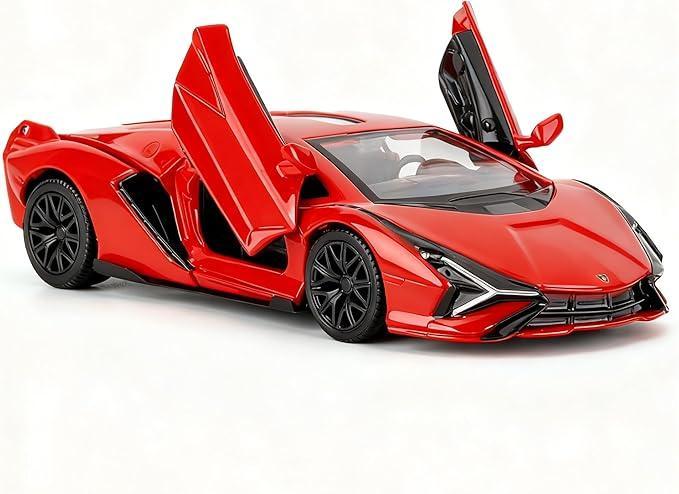 RMZ City 1:36 Lamborghini Sián FKP 37 Die-Cast Car – Red | Openable Doors, Pull Back & Go