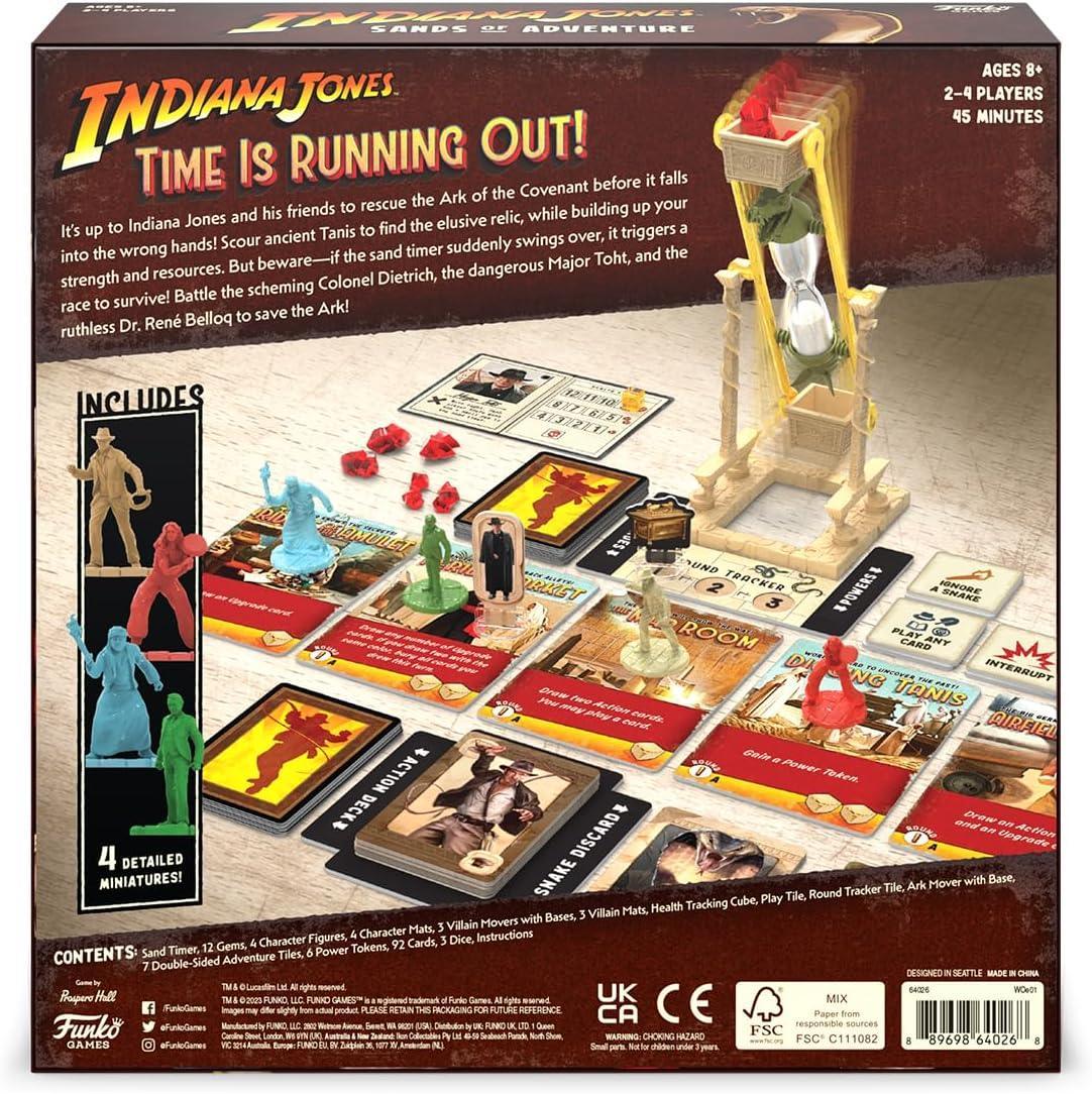 Funko Indiana Jones Sands of Adventure Cooperative Board Game – Family Strategy Game for 2–4 Players Ages 8+