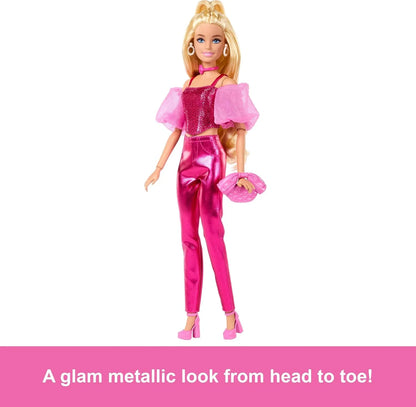 Barbie Deluxe Style #5 Doll JFP40 – Blonde Hair, Metallic Pink Dress & Accessories – Fashion Doll for Kids 4+ - Jaiman Toys