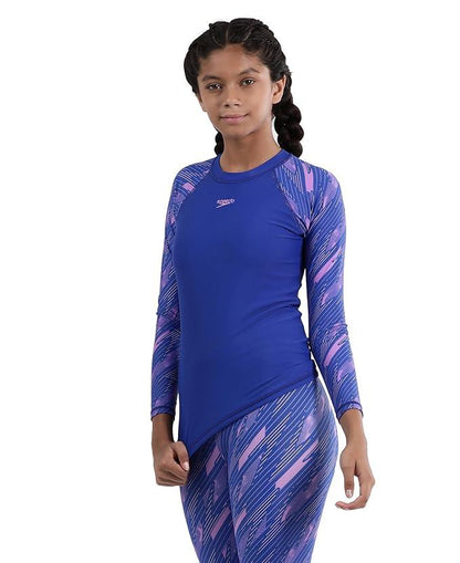 Speedo Girl's Endurance Hyperboom Long Sleeve Suntop – UPF 40+ & Chlorine Resistant Swimwear - Jaiman Toys