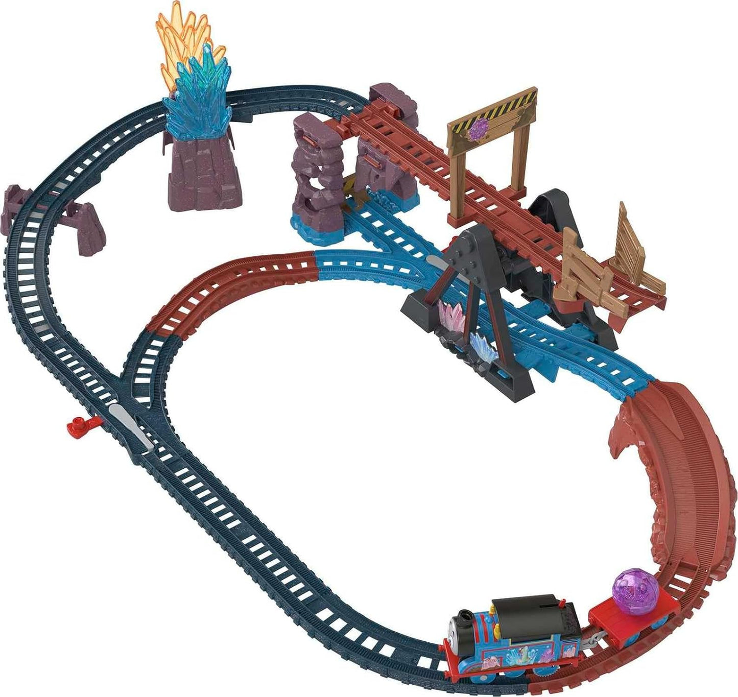 Thomas & Friends Fisher-Price Toy Train Set With Motorised Thomas Train And Tipping Bridge, 2.5 Metre Rails, Crystal Cave Adventure Set- HMC28