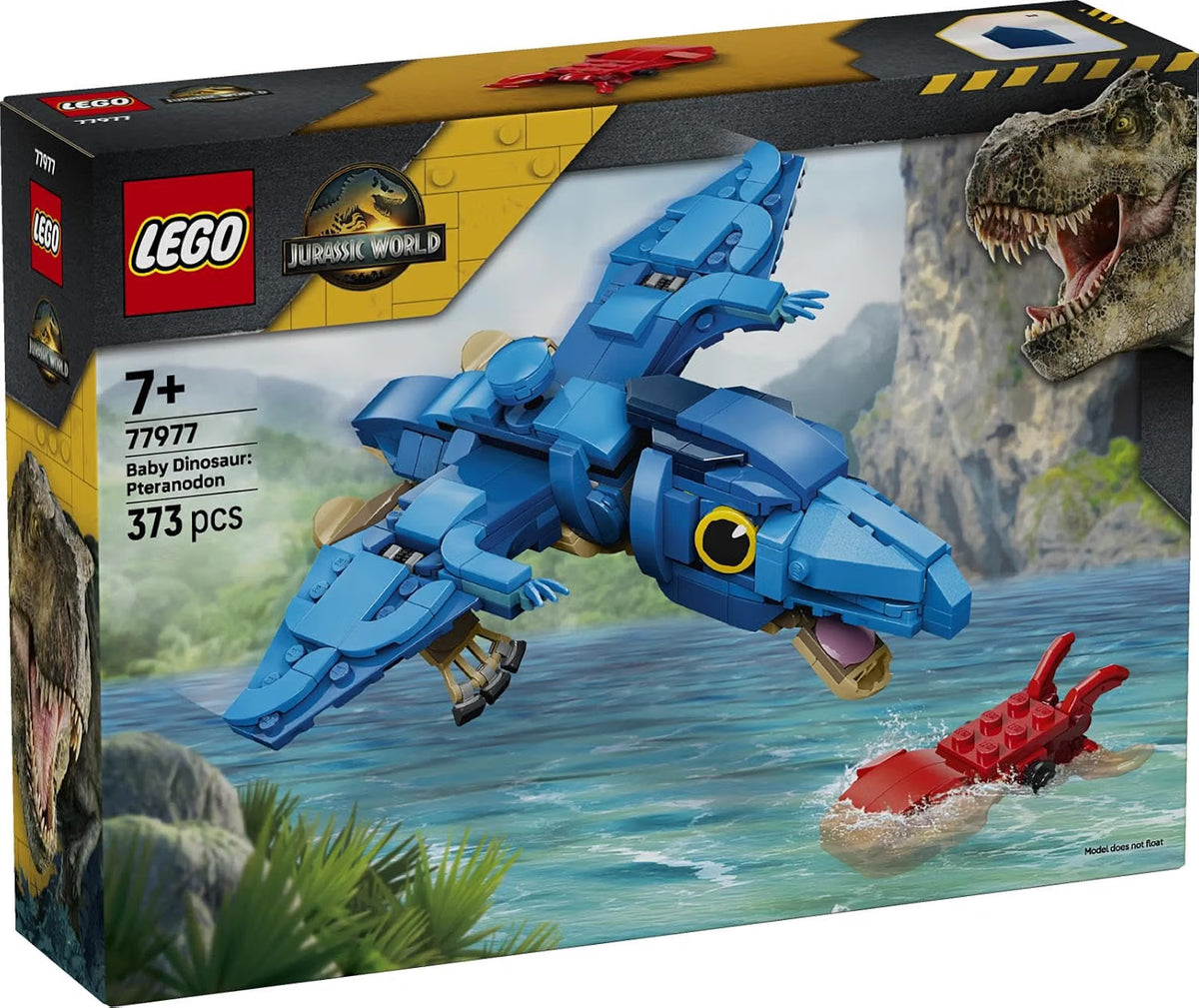 LEGO 77977 Jurassic World Baby Dinosaur: Pteranodon – Posable 373-Piece Building Toy with Squid, Ages 7+