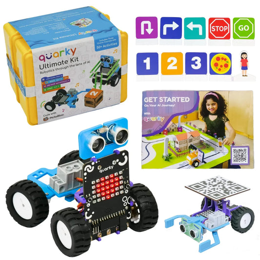 STEMpedia Quarky Ultimate Kit – Advanced AI & Robotics Toy Kit for Kids 7+ | 50+ AI & ML Projects with Mechanical Construction & Online Courses - Jaiman Toys