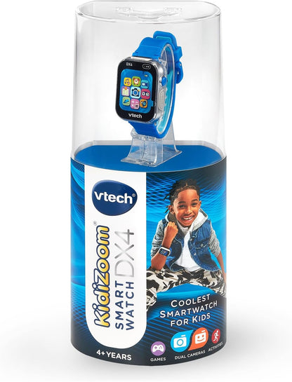 VTech KidiZoom Smartwatch DX4, Blue | Kids Smart Watch with Dual Cameras, Games, Music Player, Activity Tracker, Photo & Video Recorder | Educational Smartwatch
