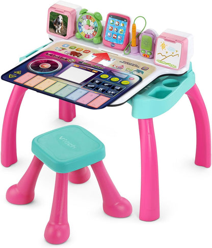 VTech Explore & Write Deluxe Activity Desk Pink Interactive Learning Table with Stool & Stylus | Educational Toy for Toddlers