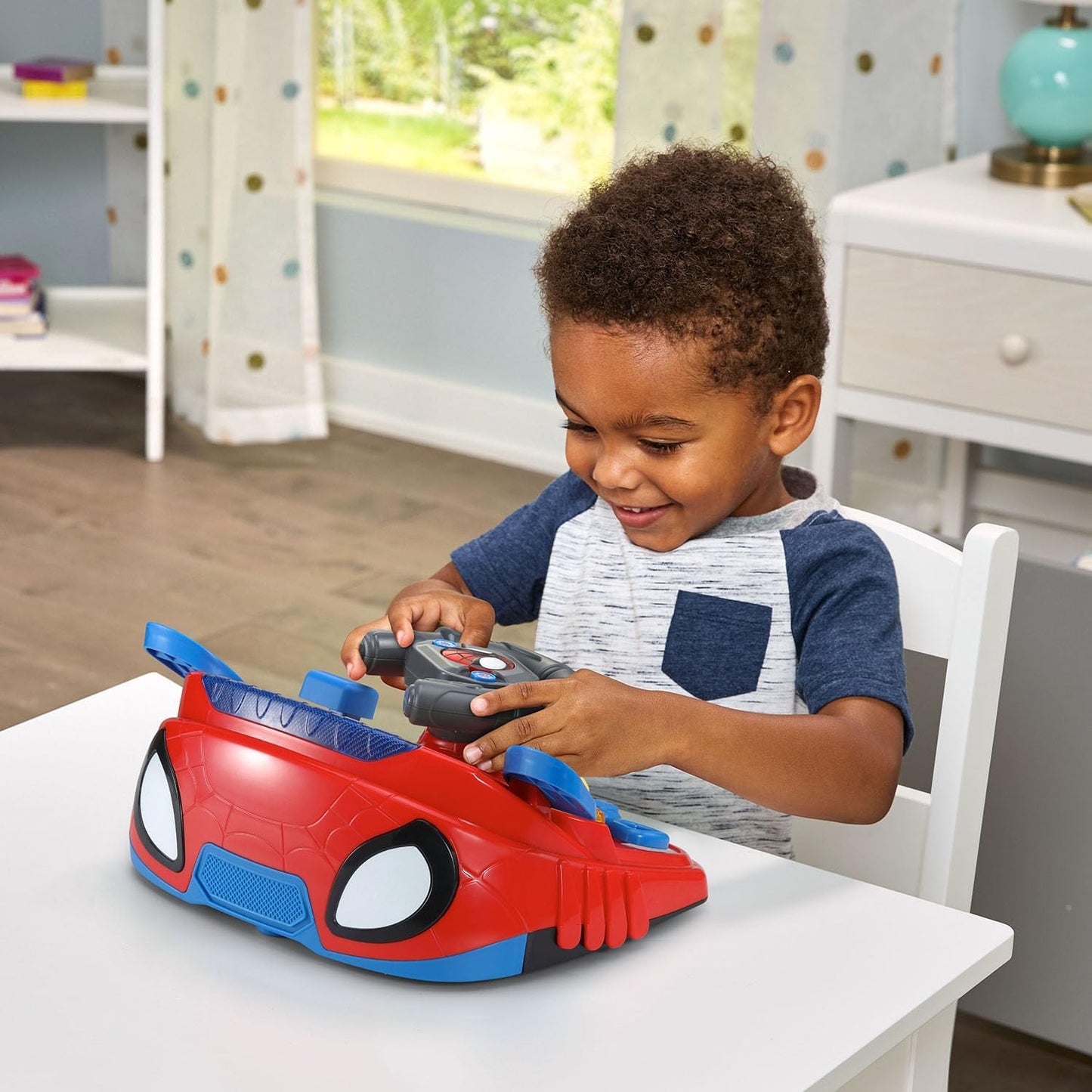 VTech Marvel Spidey and His Amazing Friends Spidey to the Rescue Driver | 2-in-1 Interactive Driving Toy with Steering Wheel, Lights, Sounds & 180+ Phrases