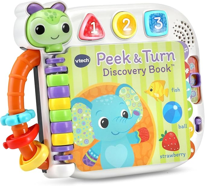VTech Baby Peek & Turn Discovery Book | Interactive Learning Book with Lights, Sounds, Songs & Early Learning Activities