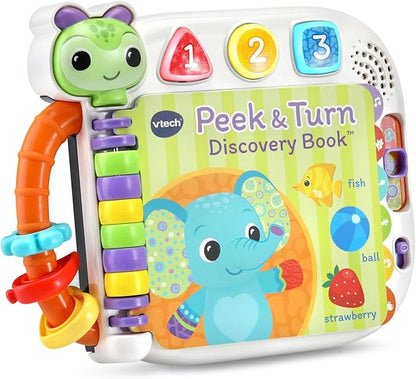 VTech Baby Peek & Turn Discovery Book | Interactive Learning Book with Lights, Sounds, Songs & Early Learning Activities