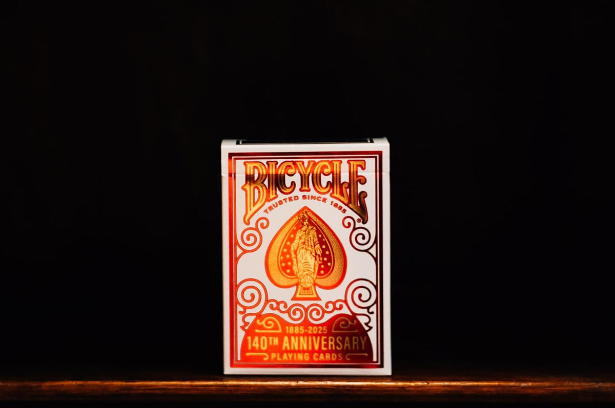 Bicycle 140th Anniversary Playing Cards – Red & Gold Metalluxe Foil Collectible Poker Deck
