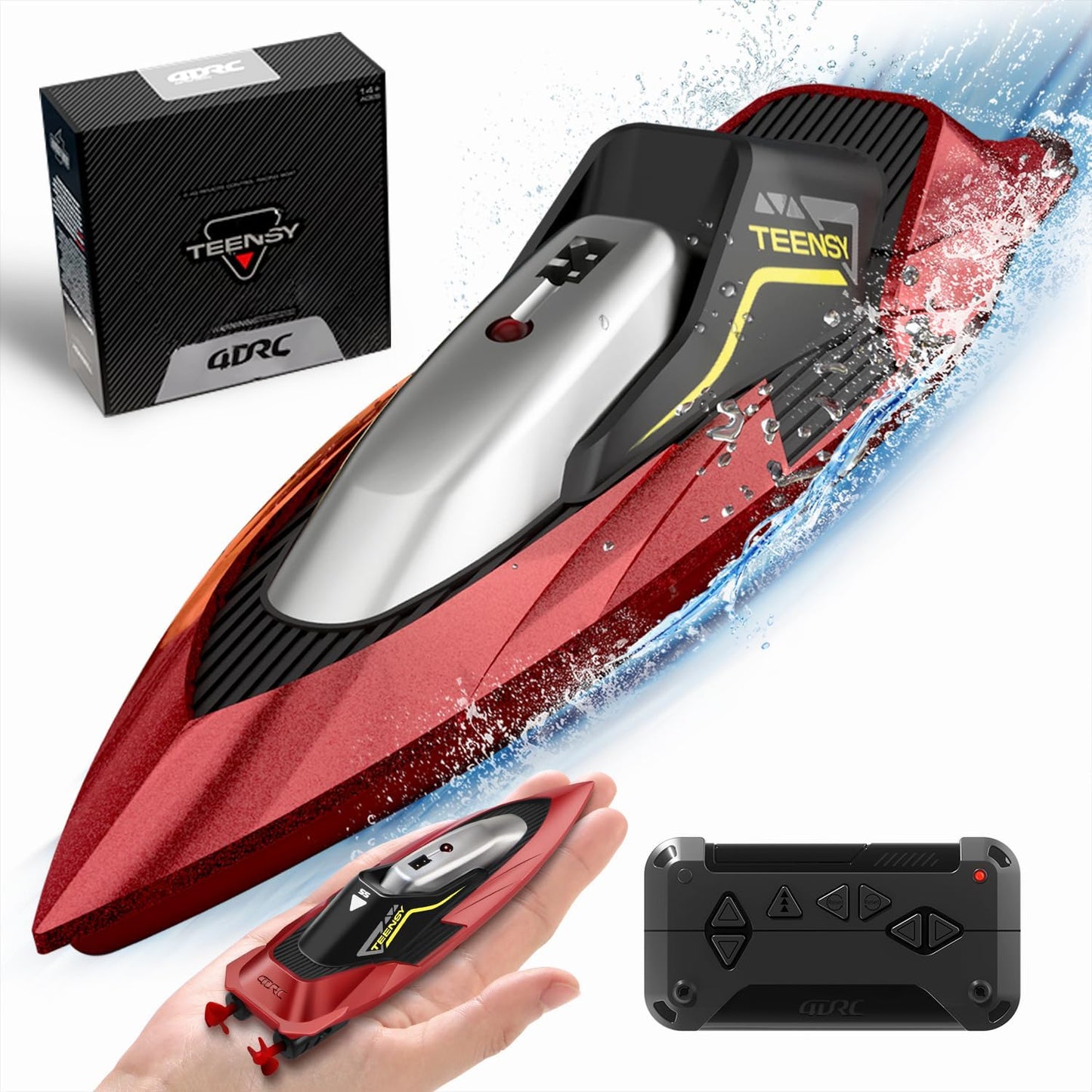 4DRC RC Racing Boat for Kids | 15 KM/H High-Speed 2.4GHz Remote Control Boat | Rechargeable Water Toy for Pools, Lakes & Rivers | 30 Min Playtime | Boys & Girls 8+ Years