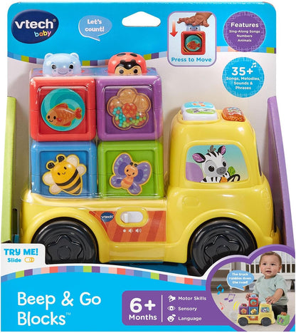 VTech Baby Beep and Go Blocks | Interactive Learning Truck with Stackable Activity Blocks, Lights, Sounds & Music