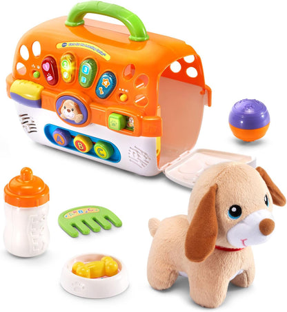 VTech Care for Me Learning Carrier Electronic Pet Carrier with Plush Puppy & Accessories – Interactive Educational Toy for Toddlers 9-36 Months