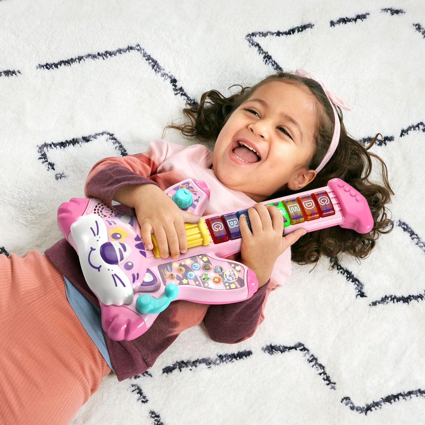 VTech Zoo Jamz Tiger Rock Guitar, Pink | Interactive Musical Learning Guitar with Lights, Songs, Animal Sounds & Educational Toy for Toddlers