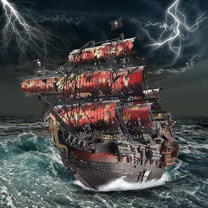 Piececool 3D Metal Puzzle Queen Anne’s Revenge Pirate Ship Model – 439 Pieces – Level 5 Difficulty – Stainless Steel DIY Model Kit- Age16+