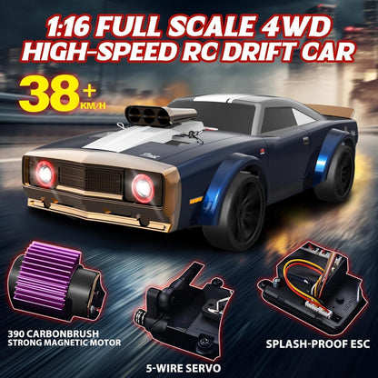 SCY 16303 Hurricane RC Car – 4WD 1/16 Scale High-Speed Drift Racing Car (Silver) | Up to 50 km/h | Electric Remote Control Off-Road Vehicle for Kids & Hobbyists