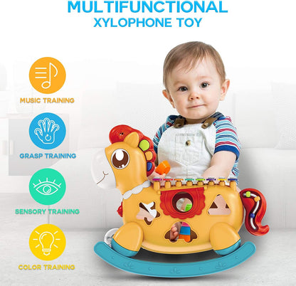 Huanger Musical Piano Toy for Kids – Baby Activity Piano with Lights & Shape Sorter (18+ Months)