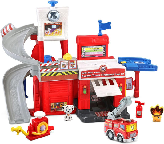 VTech Go! Go! Smart Wheels Rescue Tower Firehouse | Interactive Fire Station Playset with SmartPoint Fire Truck, Lights, Sounds & Rescue Missions for Toddlers
