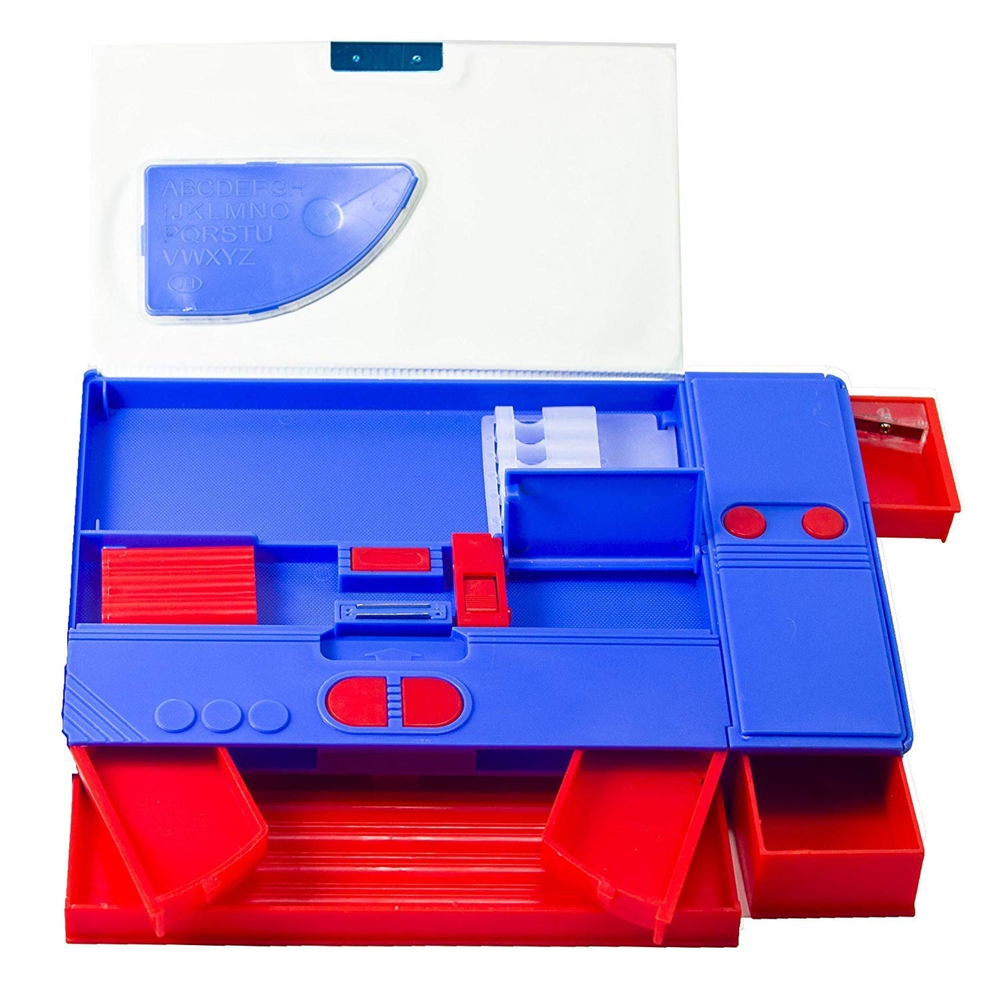 Marvel Spider-Man Kids Pencil Box with Calculator & Dual Sharpener | Large Capacity Multifunction Stationery Organizer | Blue