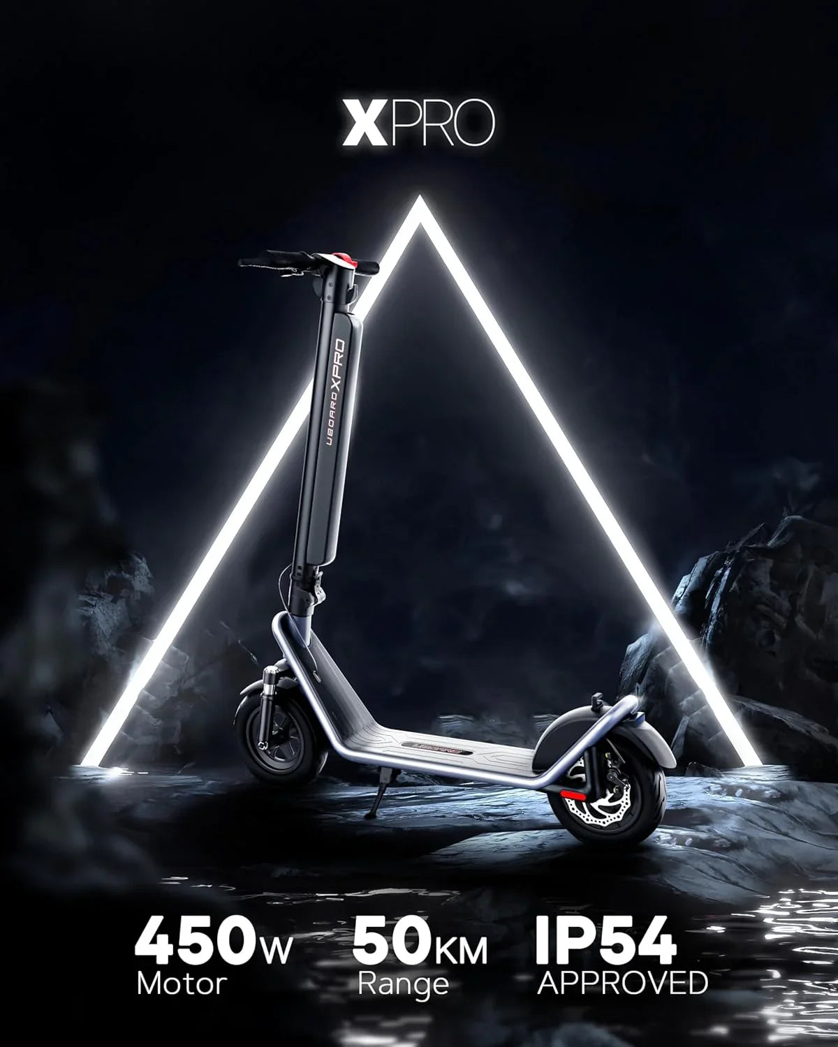 UBOARD X Pro Electric Scooter – 25Km Range, Fast Charging, Foldable E-Ride with LED Display & Dual Brakes (Black) - Jaiman Toys