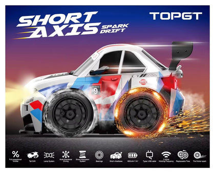 Short Axis Spark Drift Remote Control Car – High-Speed RC Racing Car with Drift Tires & Controller for Kids