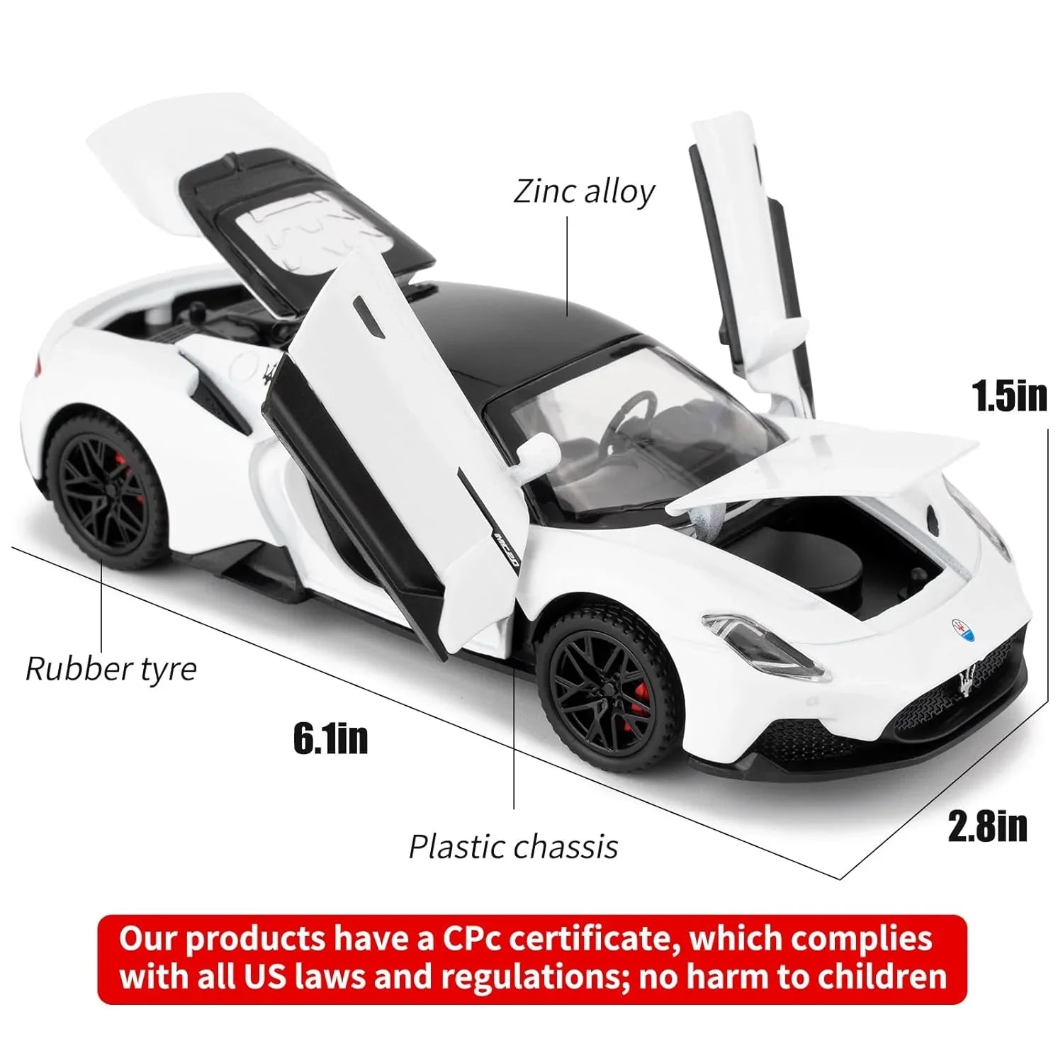 1:32 Maserati MC20 Diecast Alloy Model Car – Pull Back Toy with Sound & Light | Collectible Gift Toy - Jaiman Toys