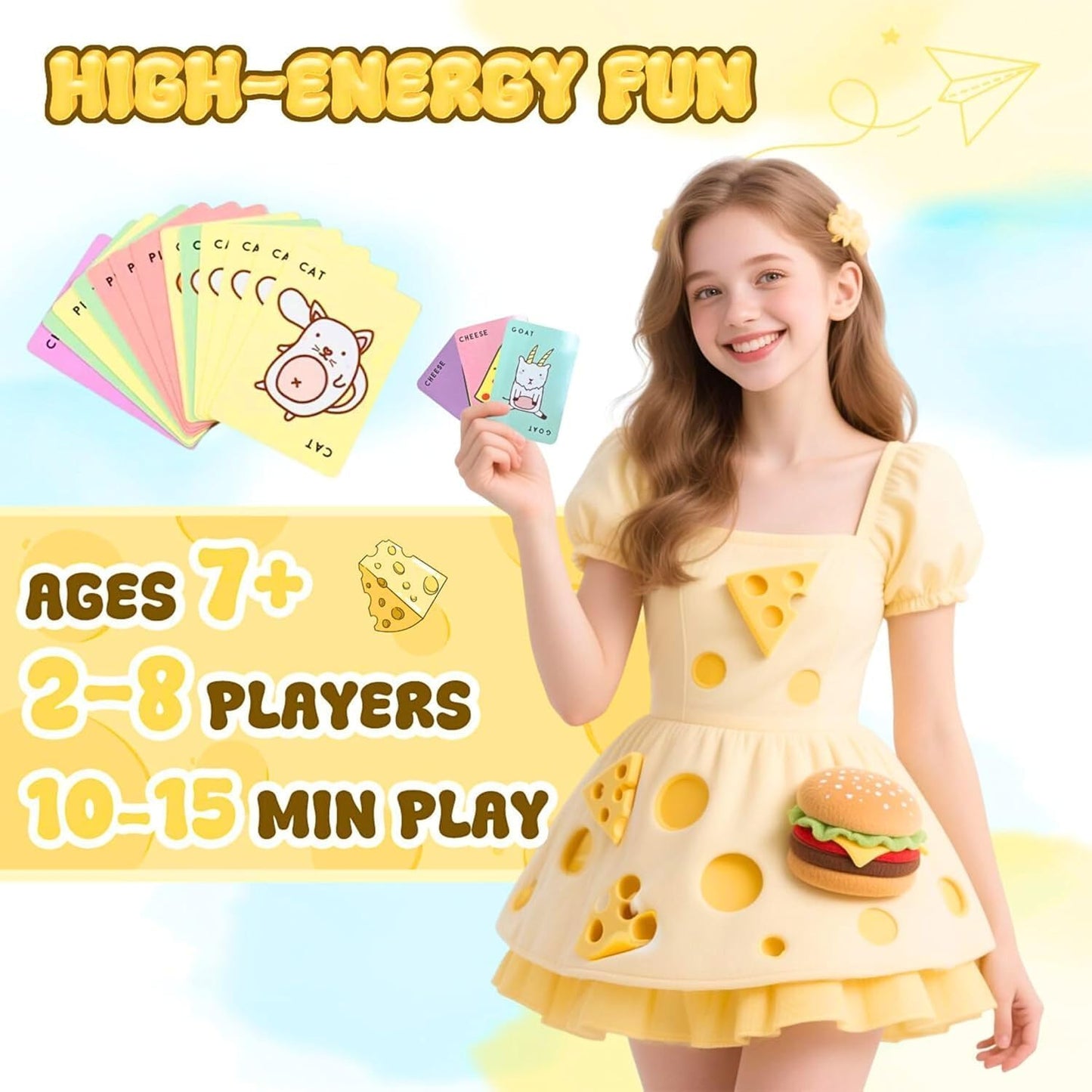 Taco Cat Goat Cheese Pizza A Hand slamming Fast Party Family Board Games for Kids and Adults, Ages 8+, 10-15 Minutes to Play, 2-8 Players