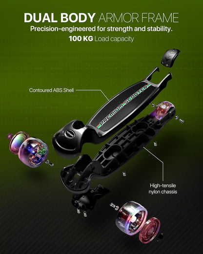 Tygatec Titan Premium 3-Wheel Kids Scooter Ages 2-10 | Adjustable Height | LED PU Wheels | Foldable Lean-to-Steer Scooter
