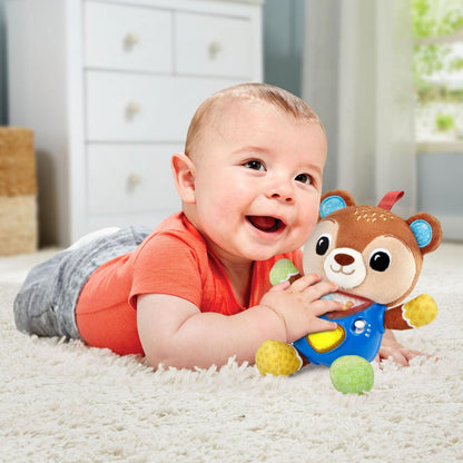 VTech Baby Cuddle and Sing Bear Stroller Crib Toy | Musical Plush Bear with Lights, Sounds & Sensory Activities