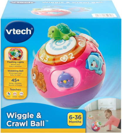 VTech Wiggle and Crawl Ball, Purple | Interactive Moving Ball with Lights, Sounds, Music & Learning Activities for Babies and Toddlers