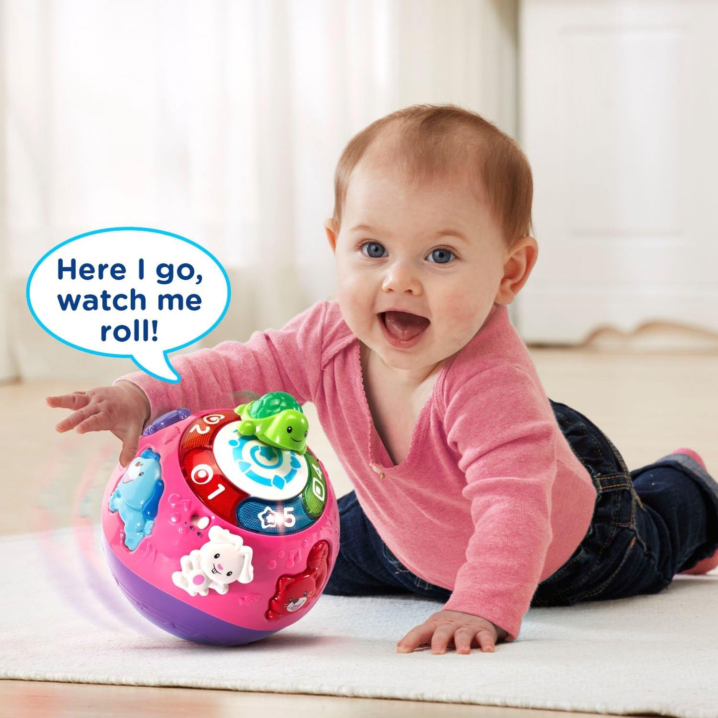 VTech Wiggle and Crawl Ball, Purple | Interactive Moving Ball with Lights, Sounds, Music & Learning Activities for Babies and Toddlers
