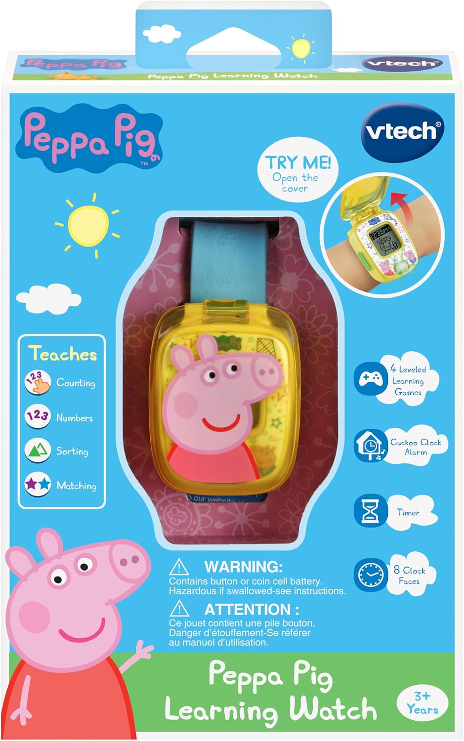 VTech Peppa Pig Learning Watch | Interactive Educational Kids Watch with Games, Alarm, Timer & Digital Clock | Blue