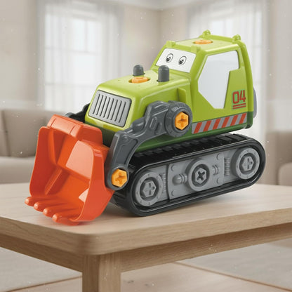 ThinkerPlace 2-in-1 Electric Detachable Bulldozer | Motorized Construction Vehicle Toy with Interchangeable Parts | DIY Assembly Engineering Set for Kids