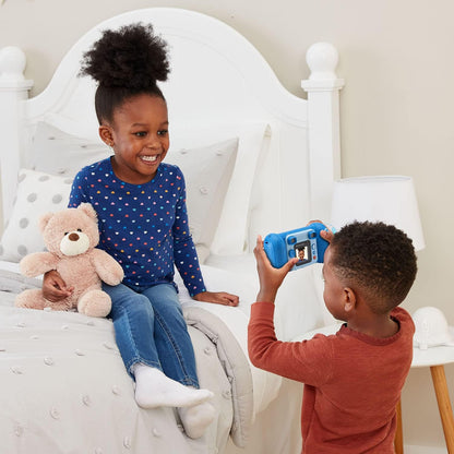 VTech KidiZoom Camera Pix Plus, Blue | Kids Digital Camera with 4X Digital Zoom, Selfie Mode, HD Photos & Videos, Voice Recorder, Games & Expandable Memory