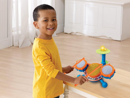 VTech KidiBeats Kids Drum Set Musical Learning Toy with LED Lights, Drumsticks & Interactive Learning Modes | Orange