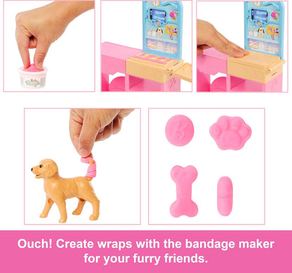 Barbie Fast Cast Veterinarian Clinic Playset | Pet Vet Doll with Dog, Cat & Dough Cast Feature