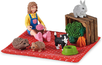 Schleich Farm World - 29Pc Picnic With Little Pets - Kids Ages 3+ | 72160 | Farm Animal Figurine, Realistic Animal Toys, Barn Toy for Kids 3+, Screen-Free Imaginative Pretend Play, Montessori Toy