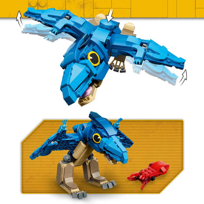 LEGO 77977 Jurassic World Baby Dinosaur: Pteranodon – Posable 373-Piece Building Toy with Squid, Ages 7+