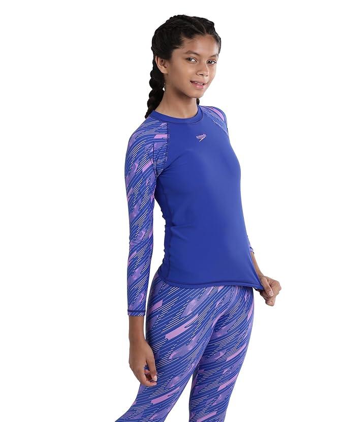 Speedo Girl's Endurance Hyperboom Long Sleeve Suntop – UPF 40+ & Chlorine Resistant Swimwear - Jaiman Toys