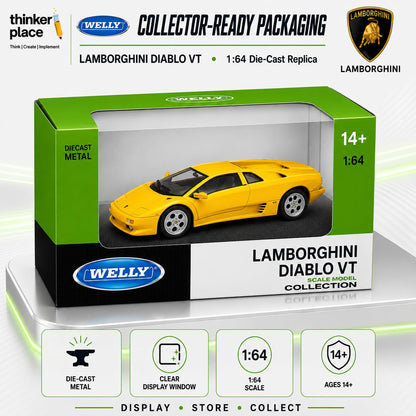 Welly 1:64 Lamborghini Diablo Yellow Die-Cast Metal Model Car