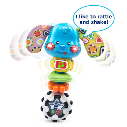 VTech Baby Rattle & Sing Puppy | Musical Light-Up Baby Rattle with Songs, Sounds & Sensory Textures | Infant Toy for 3+ Months