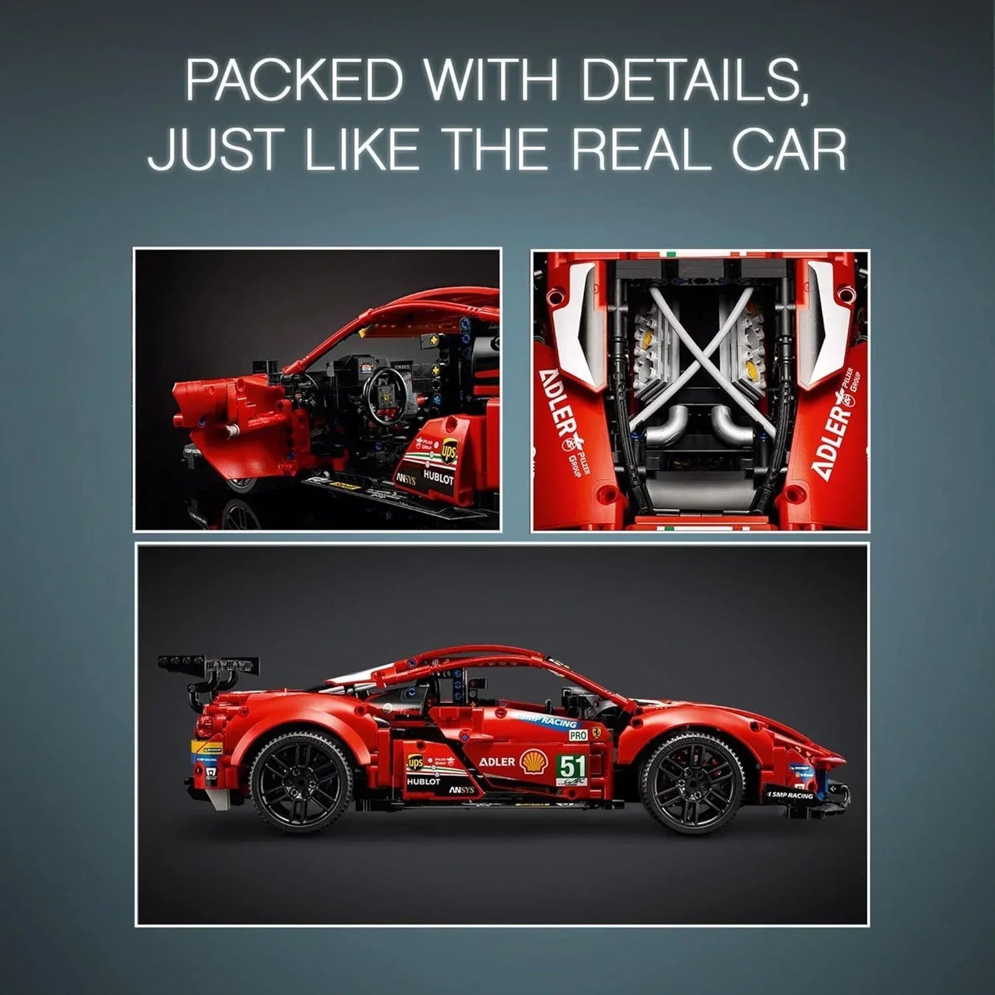 LEGO TECHNIC 42125 Ferrari 488 GTE “AF Corse #51” V29 Building Blocks