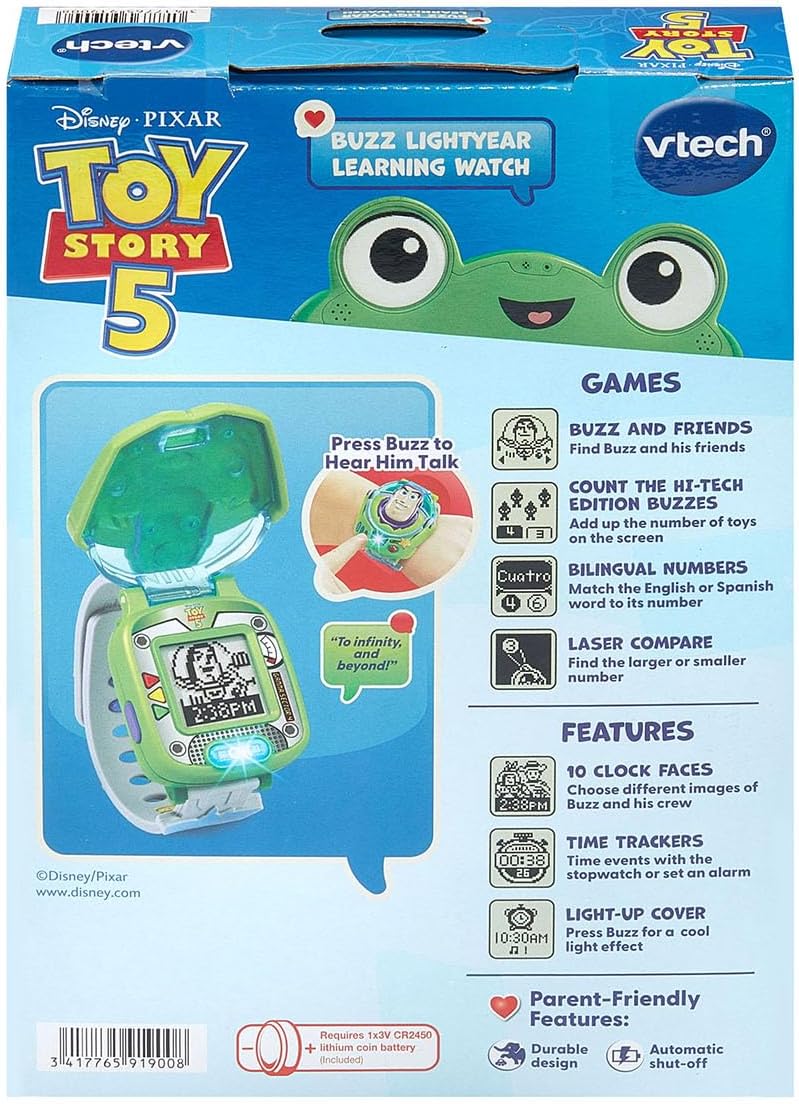 VTech Disney Pixar Toy Story 5 Buzz Lightyear Learning Watch | Interactive Educational Kids Watch with Games, Clock, Timer & Buzz Lightyear Voice