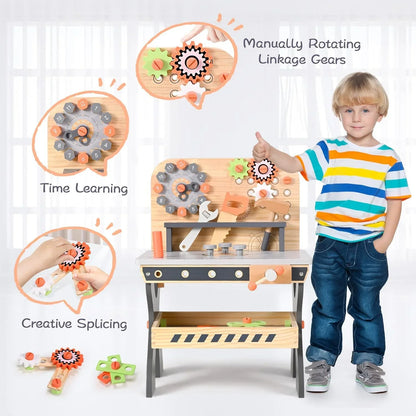 Junior Builders Wooden Tool Bench – Pretend Play Workstation with Tools for Kids, 3+ - Jaiman Toys